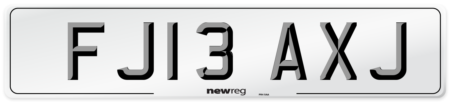 FJ13 AXJ Number Plate from New Reg